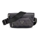 Guess sac banane gris fonc noir pour homme - milano bumbag m black / white 328642