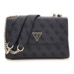Guess sac � �paule anthracite noir pour femme - eco erica convertible xbody flap bag coal logo 302715 ...