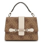Guess sac  paule bandoulire brun clair marron pour femme - nolana top handle flap bag latte logo / ...