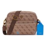 Guess sac � �paule bandouli�re brun clair marron pour homme - milano crossbody double zip bag beige / ...