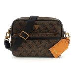 Guess sac � �paule bandouli�re marron noir pour homme - milano crossbody double zip bag coffee 329795 ...