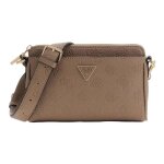 Guess sac � �paule bandouli�re taupe pour femme - cresidia ii mini xbody top zip bag dark taupe logo ...