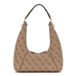 Guess sac � �paule brun clair marron pour femme - calista top zip shoulder bag latte logo 309899