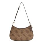 Guess sac � �paule brun clair marron pour femme - noelle ii top zipper shoulder bag latte logo / brown ...