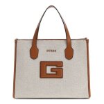 Guess sac � main beige marron pour femme - g status compartment tote natural / cognac 296874