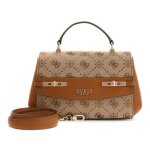 Guess sac � main brun clair marron pour femme - melinda logo top handle bag latte logo 331167