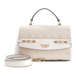 Guess sac � main cr�me beige pour femme - melinda logo top handle bag cream white logo 329802