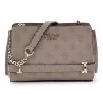 Guess sac � main taupe pour femme - zarela mini top zip crossbody xs dark taupe logo 298273