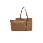 Guess sac shopper brun clair pour femme - brenton tote latte logo 296922
