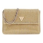 Pochette - guess - zalina mini flap clutch - beige - dor - sac de soire avec cordon amovible