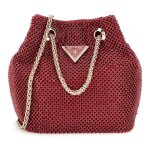 Sac de soire - guess - zalina mini pouch - rouge fonc - 14x15x10 cm - bandoulire rglable