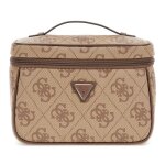 Guess trousse de maquillage brun clair marron pour femme - toiletry train case latte logo / brown 308902 ...