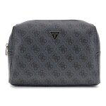 Guess trousse de maquillage gris fonc� noir pour femme - zamira large top zip coal logo 311226