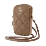 Sac pour téléphone - guess - zip quilted 4g - cuir écologique - bandoulière réglable - marron Sac pour téléphone - guess - zip quilted 4g - cuir écologique - bandoulière réglable - marron