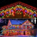 Guirlande extrieure rideaux de nol 10m 400 led guirlandes lumineuses led de nol 8 modes (lumires ...