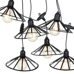 Guirlande led ext�rieure - vilde - 55 m - 6 ampoules - blanc chaud - minuterie - ip44 - abat - jour noir ...