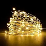 Guirlande lumineuse  100 led et  piles en fil de cuivre pour intrieur extrieur (12 m blanc chaud) ...