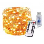 Guirlande lumineuse 200 led 20 m avec batterie rechargeable ip68 tanche 8 modes fil de cuivre intrieur ...