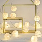 Guirlande lumineuse boule coton interieur decoration nol deco 3m 20er led globe light fille princesse ...
