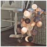 Guirlande lumineuse boule coton interieur decoration no�l deco 3m 20er led globe light fille princesse ...