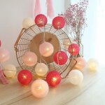 Guirlande lumineuse boule coton interieur decoration no�l deco 3m 20er led globe light fille princesse ...