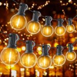 Guirlande lumineuse ext�rieure 30m led blanc chaud ? 50 ampoules e12 g40 �tanches ? id�ale pour jardin ...