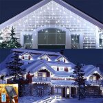 Guirlande lumineuse ext�rieure no�l10m 200 led rideau lumineux no�l ext�rieur solaire avec 8 modes et ...