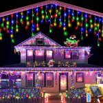 Guirlande lumineuse ext�rieure no�l10m 200 led rideau lumineux no�l ext�rieur solaire avec 8 modes et ...