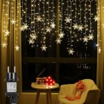 Guirlande lumineuse flocon de neige � 94 led 31 v blanc chaud �tanche 8 modes d�clairage rideau lumineux ...