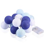 Guirlande lumineuse led avec 20 boules de coton diamtre 6 cm pour chambre denfant ou lit de bb