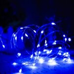 Guirlande lumineuse led bleue à piles - 50 micro led avec minuterie pour intérieur et extérieur Guirlande lumineuse led bleue à piles - 50 micro led avec minuterie pour intérieur et extérieur