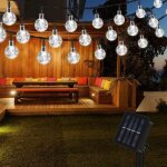 Guirlande lumineuse led boule de cristal solaire dextrieur tanche 12 m 100 led (lumire blanche)