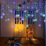 Guirlande lumineuse led flocon de neige rideau lumineux color 8 modes dclairage intrieur extrieur ...