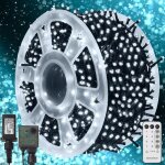 Guirlande lumineuse no�l 100m 1000 led blanc froid 8 modes t�l�commande �tanche pour sapin jardin mariage ...
