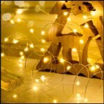 Guirlande lumineuse  piles 10 m 100 led pour intrieur et extrieur fil de cuivre petites lumires de ...