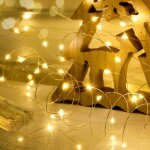 Guirlande lumineuse � piles 10 m 100 led pour int�rieur et ext�rieur fil de cuivre petites lumi�res de ...