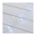 Guirlande lumineuse � piles 16m 160 microled blanc froid 8 modes ip44 minuteur m�moire fil m�tal argent� ...