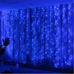 Guirlande lumineuse rideau bleu 300 led 3m * 3m8 modes declairage usb tlcommande guirlande lumineuse ...
