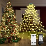 Guirlande lumineuse sapin nol 2 m 448 led blanc chaud 16 fils effet cascade 8 modes intrieur et extrieur ...
