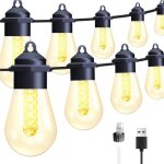 Guirlande lumineuse solaire 15m e12 ip44 2200k blanc chaud pour jardin / terrasse / arbres d�coration ...