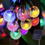 Guirlande lumineuse solaire damtong 100 led 12m boules de couleur cristal 8 modes lumi�res solaires �tanches ...