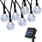 Guirlande lumineuse solaire dextrieur 50 boules de cristal led 7 mtres fil de cuivre solaire 8 modes ...