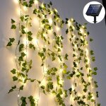 Guirlande lumineuse solaire dext�rieur 100 led 12 m guirlande lumineuse f�erique avec feuilles de lierre ...