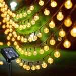 Guirlande lumineuse solaire dext�rieur 11 m 60 led �tanche 8 modes pour jardin terrasse f�te (blanc chaud) ...