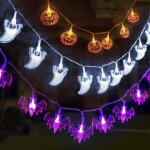 Guirlandes lumineuses - zgeer - halloween - lot de 3 - led - pendentifs citrouille / fantôme / chauve ... Guirlandes lumineuses - zgeer - halloween - lot de 3 - led - pendentifs citrouille / fantôme / chauve ...