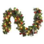 Guirlande de nol avec lumires 18 m guirlande de nol illumine avec pomme de pin et baies pour manteau ...