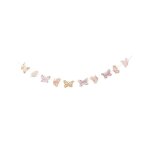 Guirlande papillon papier rose pastel 10 cm x 15 m - rose
