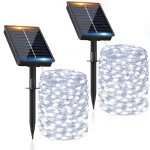 Guirlande solaire exterieur 2 x 16m 160led guirlande lumineuse exterieure solaire �tanche blanc froid ...