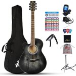 Guitare acoustique gaucher winzz 40 pouces - folk dbutant avec accessoires