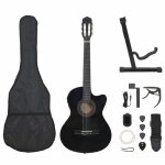 Guitare acoustique western - vidaxl - noir - tilleul massif - eq 4 bandes - 6 cordes - taille 4 / 4 - ...